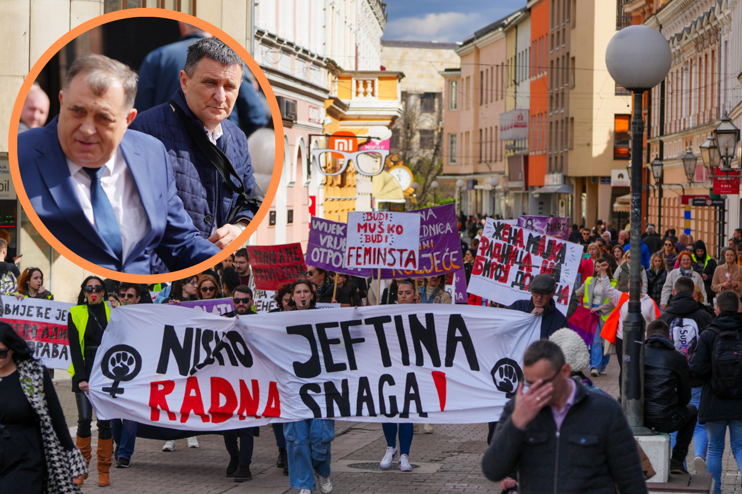 Dodik i Đajić u kafani, žene marširaju ulicom: Pogledajte Osmomartovsku šetnju u Banjaluci (VIDEO, FOTO)