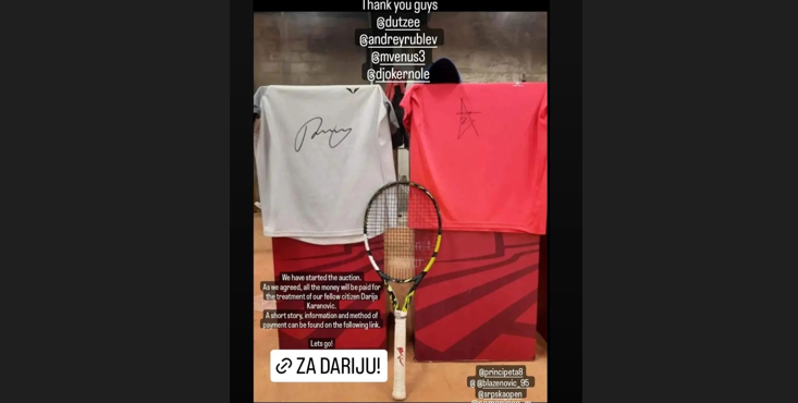 HUMAN GEST Prikupili rekvizite tenisera, sav prihod ide za liječenje Darije Karanović (FOTO)