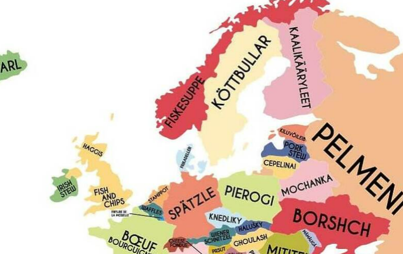 OČEKIVANO? Karta koja prikazuje najpopularnija jela zemalja Evrope (FOTO)