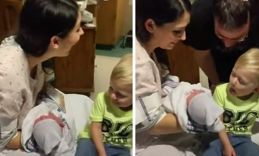“NIJE ME BRIGA” Urnebesna reakcija mališana nakon što je upoznao novorođenu sestru (VIDEO)