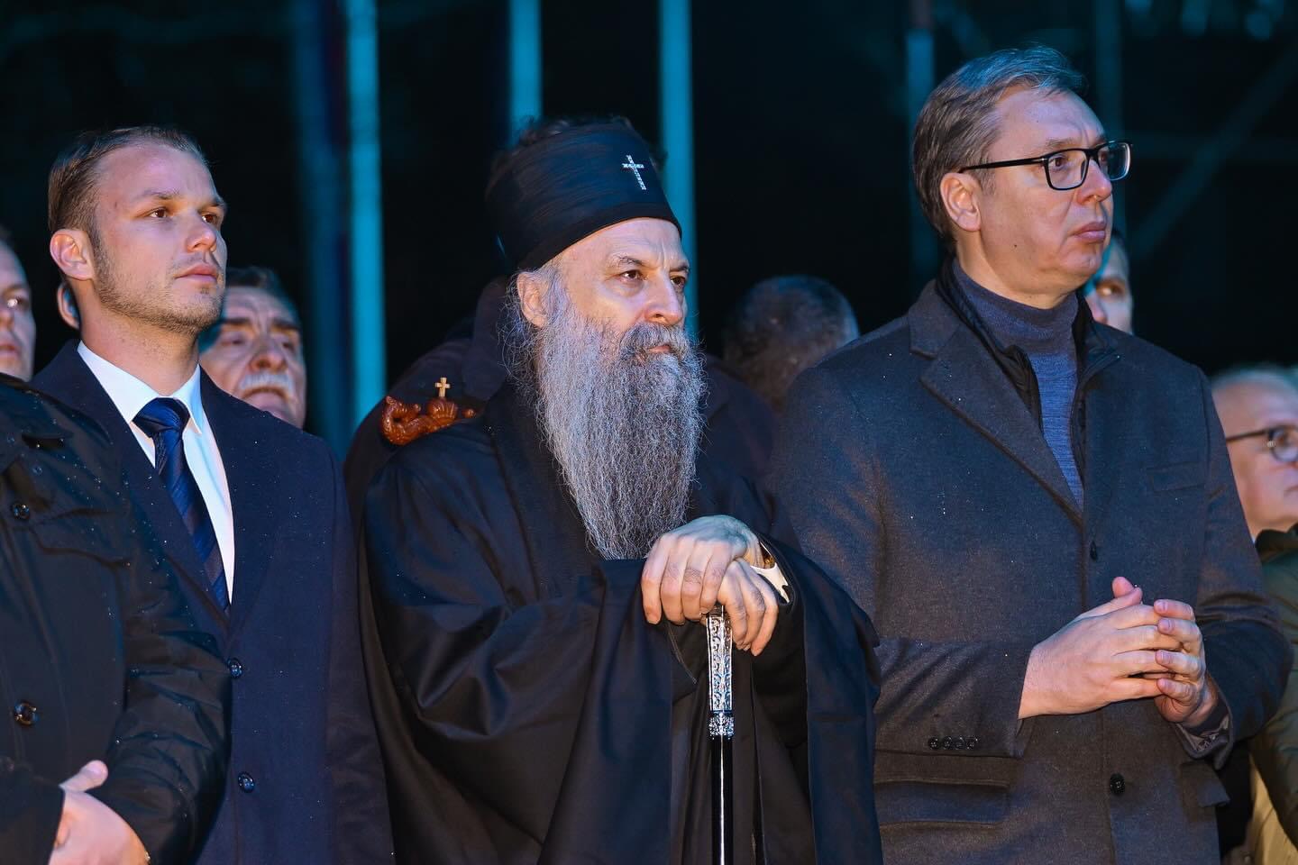 Stanivuković sa Vučićem i patrijarhom Porfirijem na obilježavanju godišnjice od NATO bombardovanja